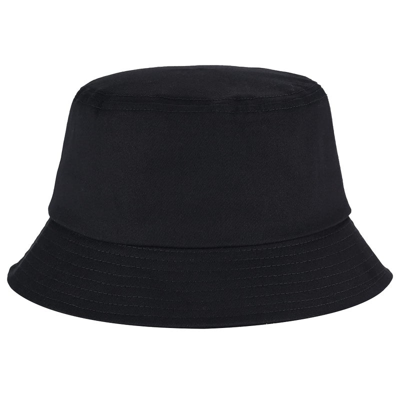Umeepar Unisex Cotton Packable Bucket Hat Sun Hat Plain Colors for Men Women (Black) - Image 2
